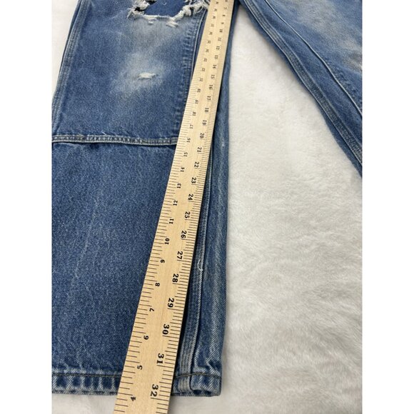 Carhartt Mens Double Knee  Workwear Blue Denim Jeans 36x34 Original Dungaree Fit - Picture 4 of 16